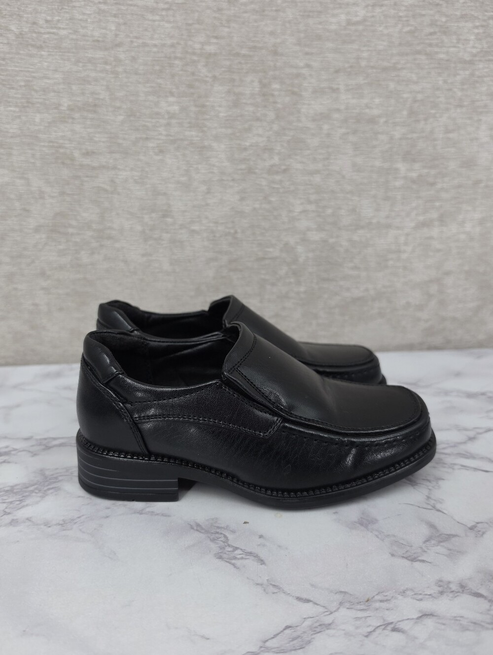 Robert David Black Faux Leather Slip-On Dress Shoes Boys Toddler Size 11 Wide